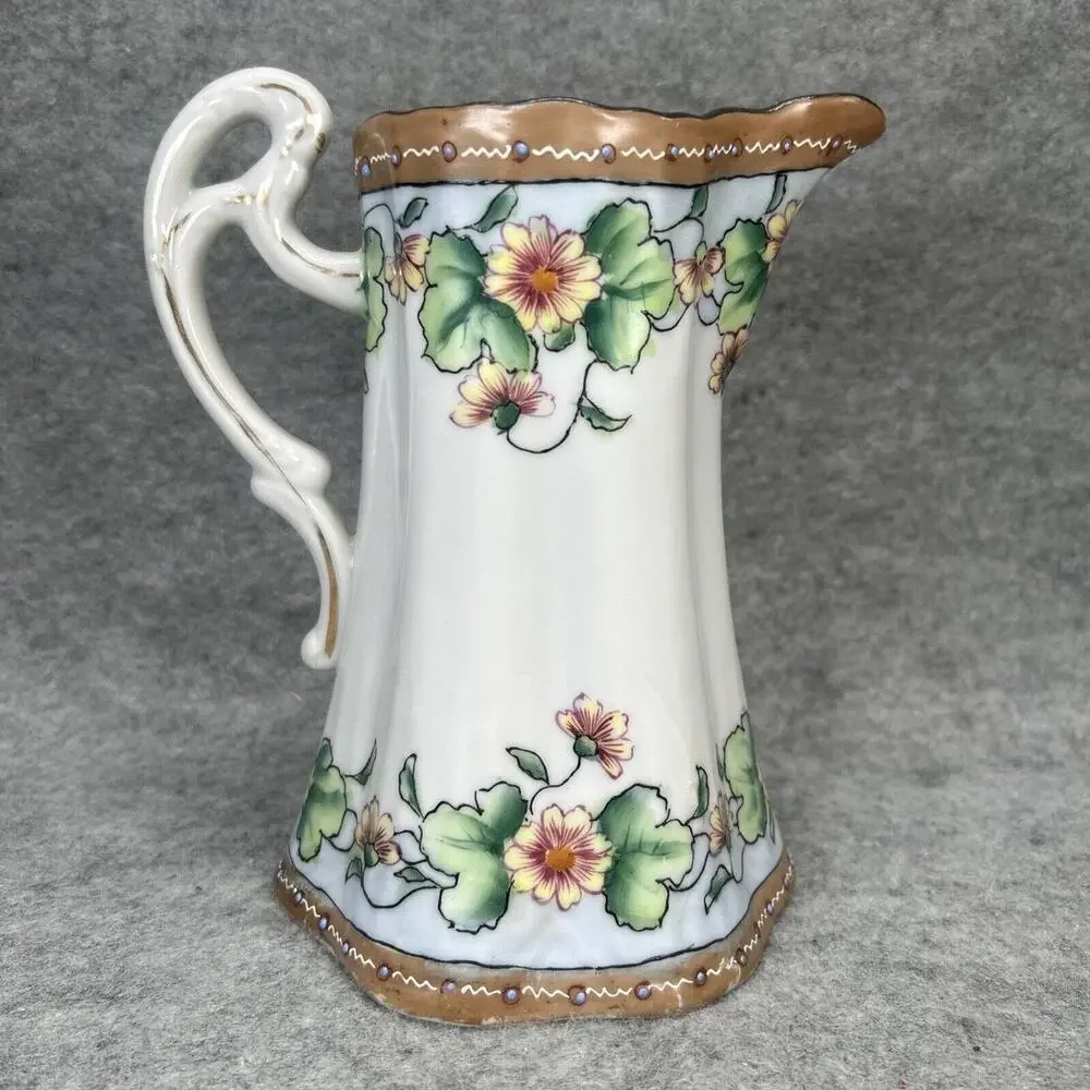 ANTIQ NIPPON Hand Painted Pitcher 7.5